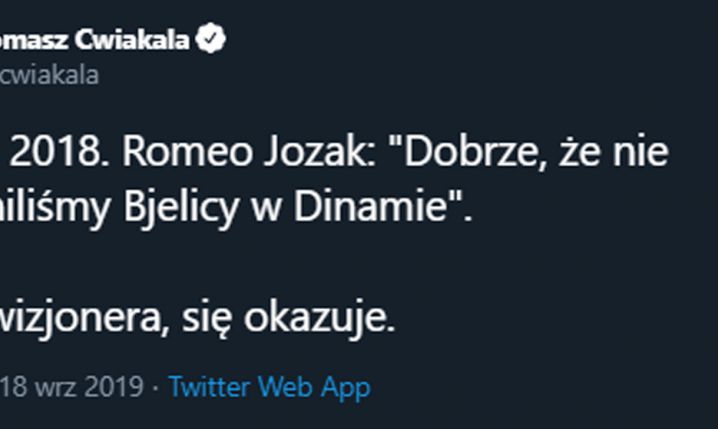 Tak rok temu mówił Jozak o Bjelicy... xD